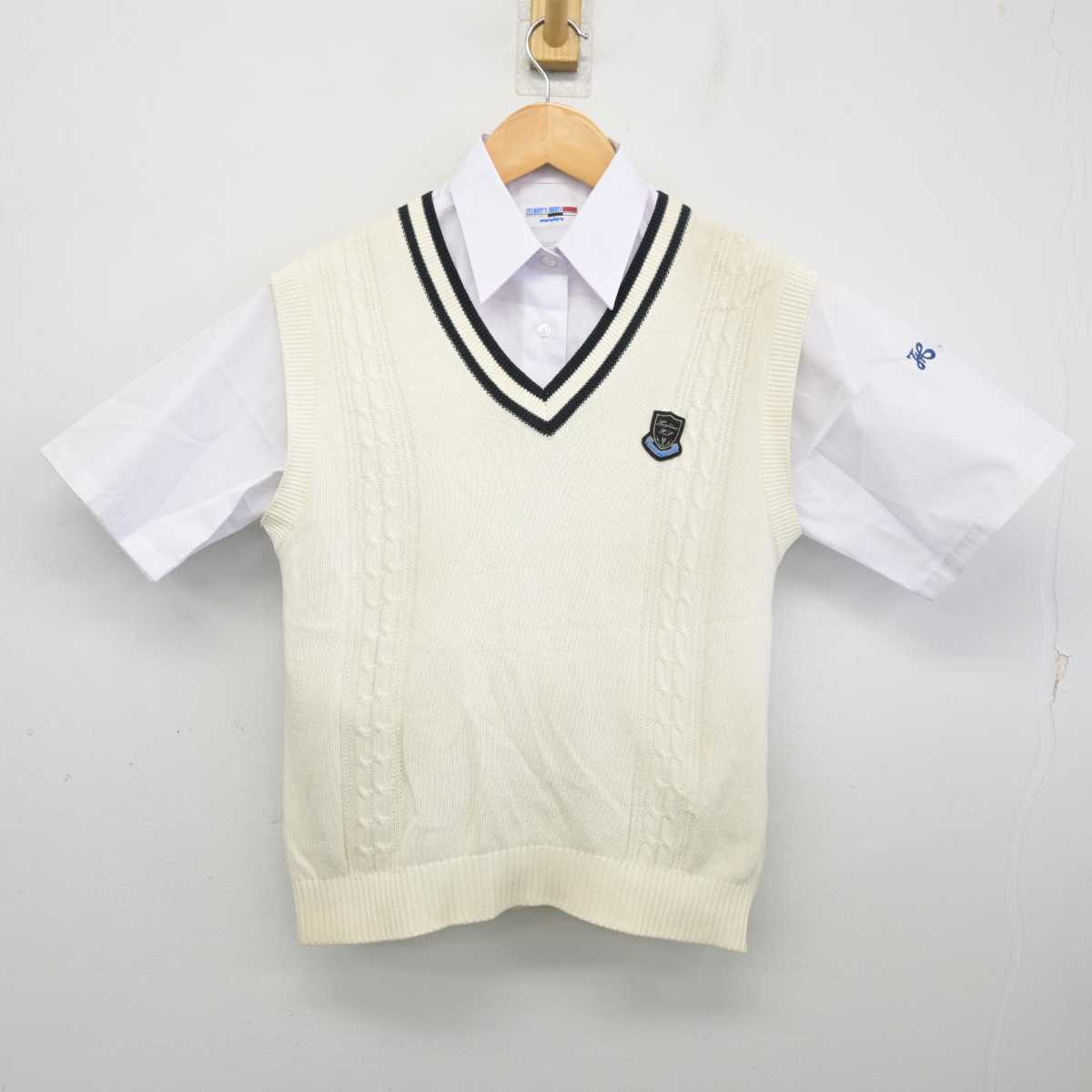 【中古】埼玉県 星野高等学校 女子制服 2点 (ニットベスト・シャツ) sf077140