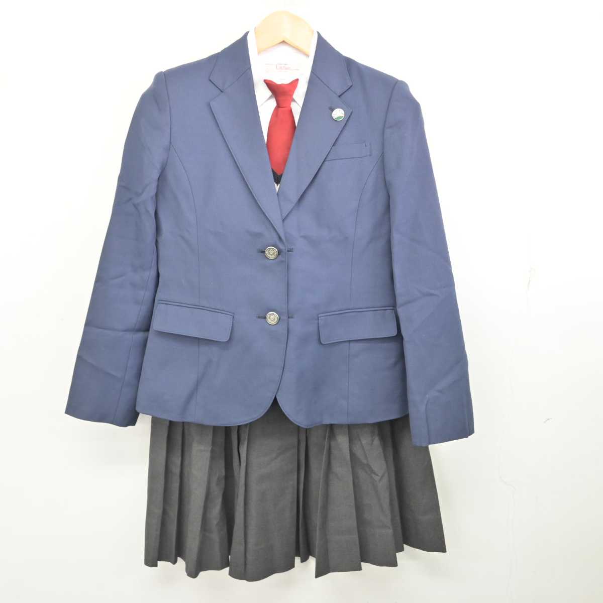 【中古】福岡県 福岡西陵高等学校 女子制服 6点 (ブレザー・ニット・シャツ・スカート) sf077169