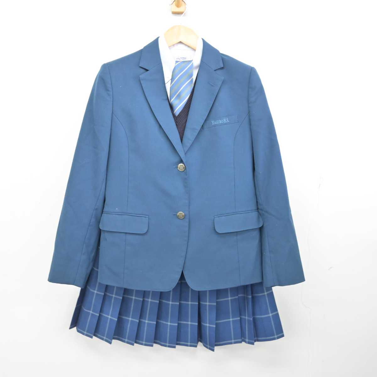 【中古】山形県 羽黒高等学校 女子制服 5点 (ブレザー・ニットベスト・シャツ・スカート) sf077174