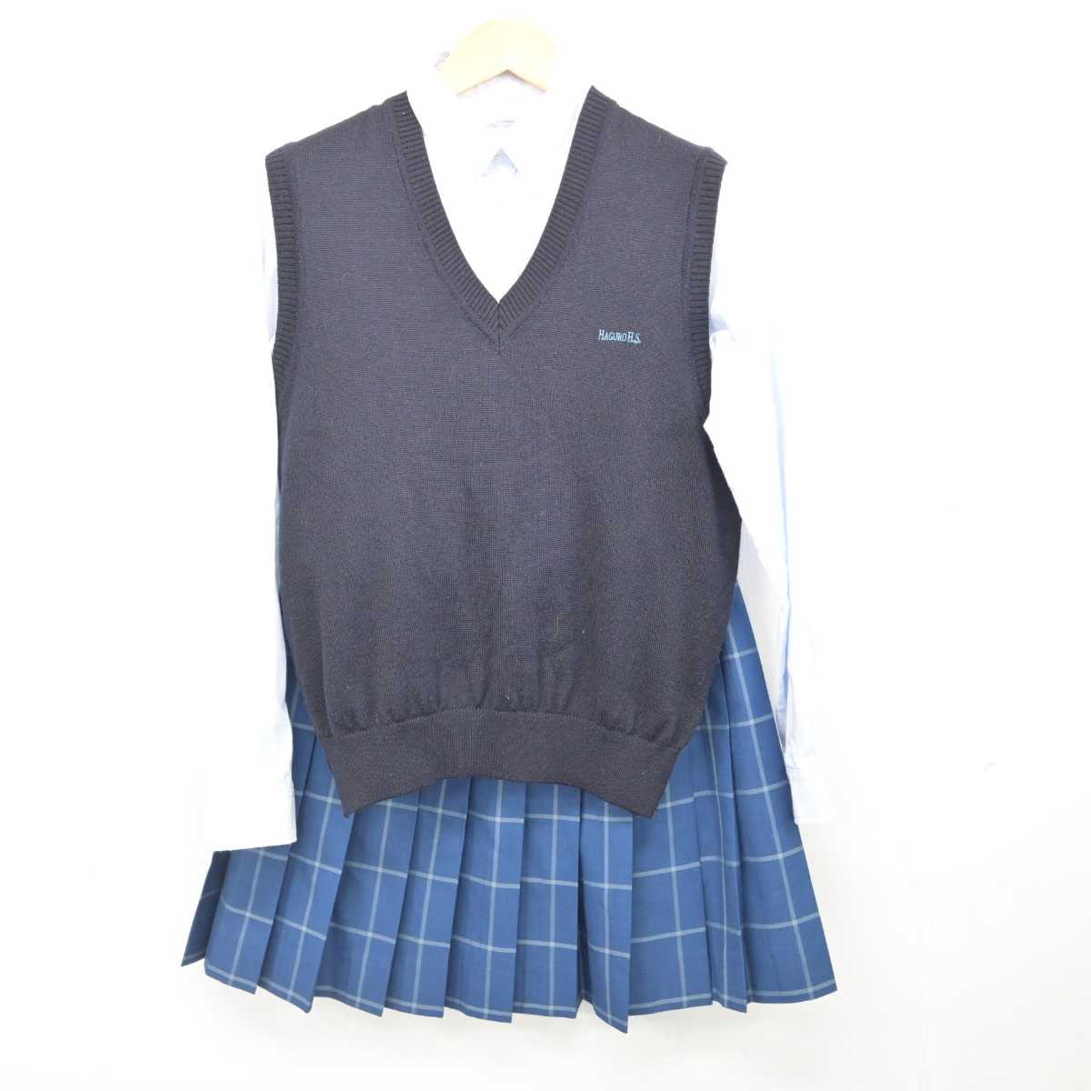 【中古】山形県 羽黒高等学校 女子制服 5点 (ブレザー・ニットベスト・シャツ・スカート) sf077174