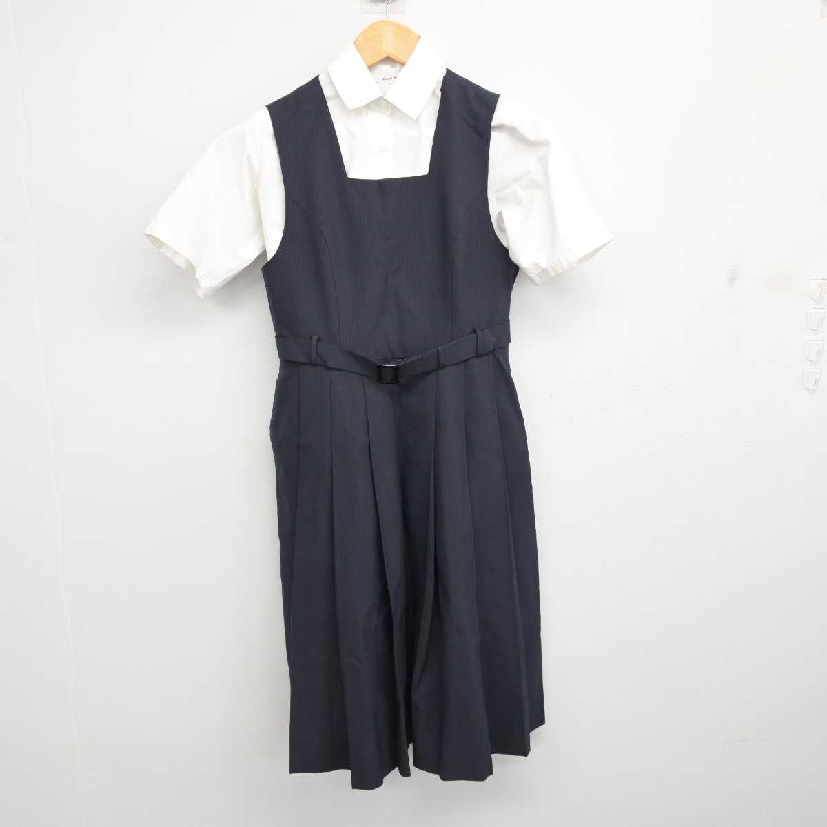 【中古】栃木県 佐野東高等学校 女子制服 3点 (ニット・シャツ・ジャンパースカート) sf077261