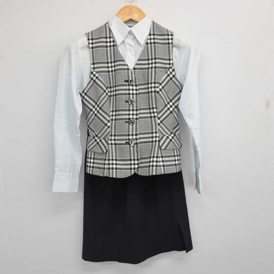 【中古】 事務服 女子制服 3点 (ベスト・シャツ・スカート) sf077267