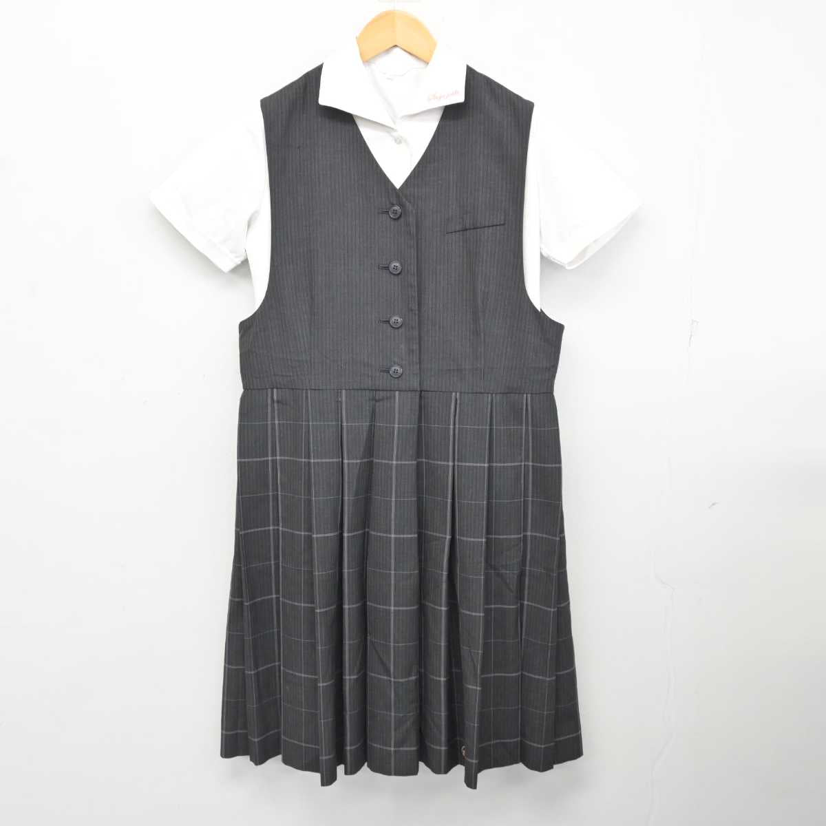 【中古】佐賀県 佐賀女子短期大学付属佐賀女子高等学校 女子制服 2点 (シャツ・ジャンパースカート) sf077273