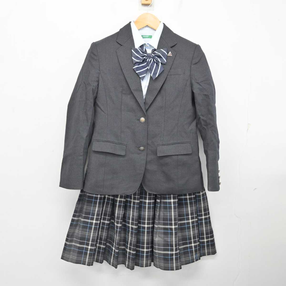 【中古】茨城県 石下紫峰高等学校 女子制服 5点 (ブレザー・シャツ・スカート) sf077284