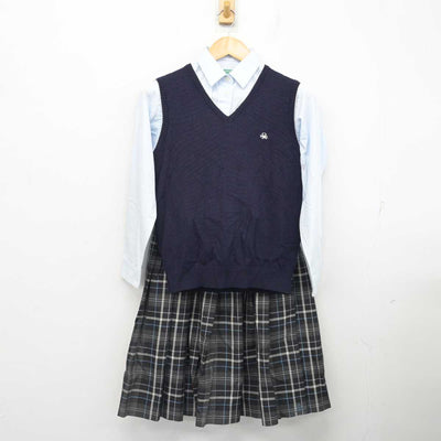 【中古】茨城県 石下紫峰高等学校 女子制服 3点 (ニットベスト・シャツ・スカート) sf077285