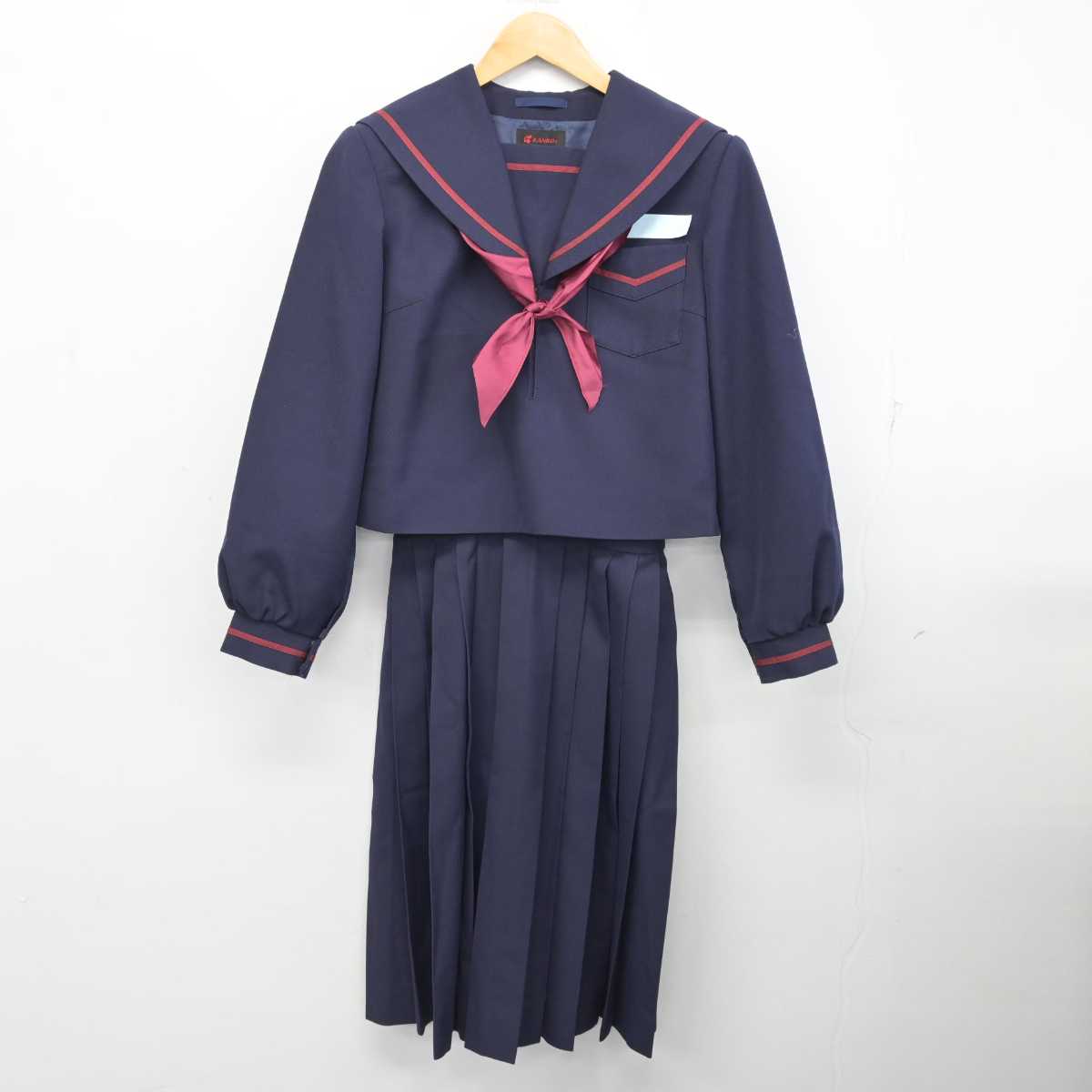 【中古】宮崎県 西都市立妻中学校 女子制服 3点 (セーラー服・スカート) sf077292