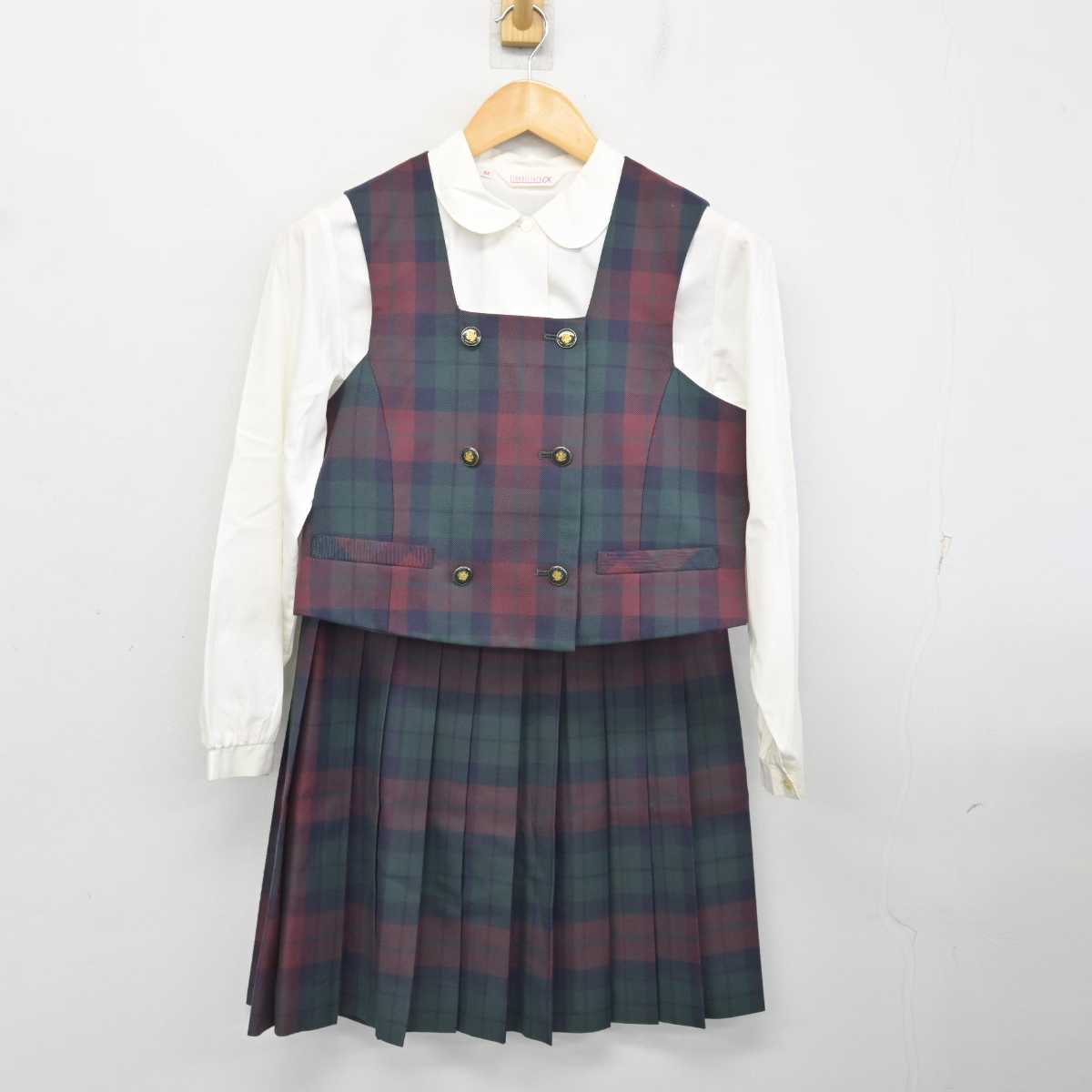 【中古】大阪府 城南学園中学校 女子制服 4点 (ブレザー・ベスト・シャツ・スカート) sf077307