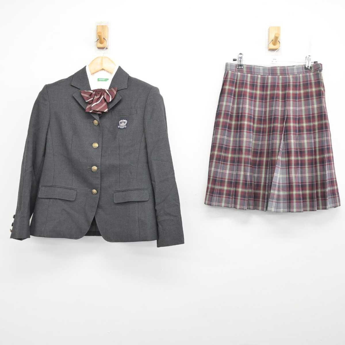 【中古】千葉県 植草学園大学附属高等学校 女子制服 4点 (ブレザー・シャツ・スカート) sf077310