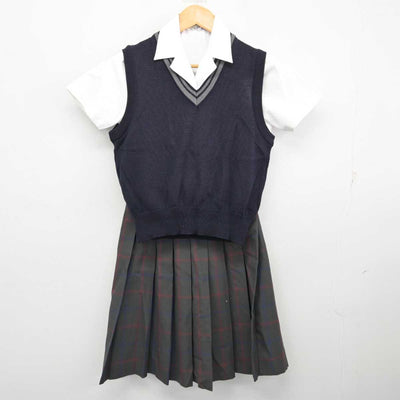 【中古】愛知県 豊田東高等学校 女子制服 3点 (ニットベスト・シャツ・スカート) sf077322