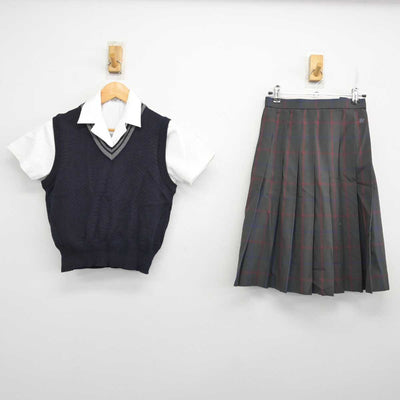 【中古】愛知県 豊田東高等学校 女子制服 3点 (ニットベスト・シャツ・スカート) sf077322