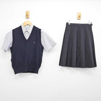 【中古】神奈川県 横浜清風高等学校 女子制服 3点 (ニットベスト・シャツ・スカート) sf077332