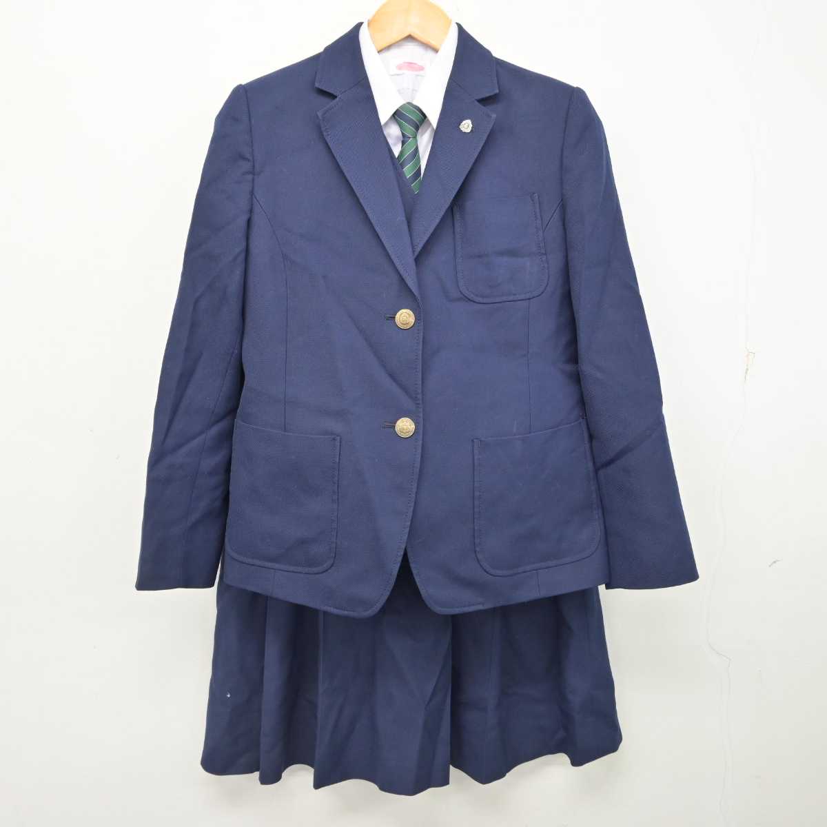 【中古】岡山県 玉野光南高等学校 女子制服 6点 (ブレザー・ベスト・シャツ・スカート) sf077340