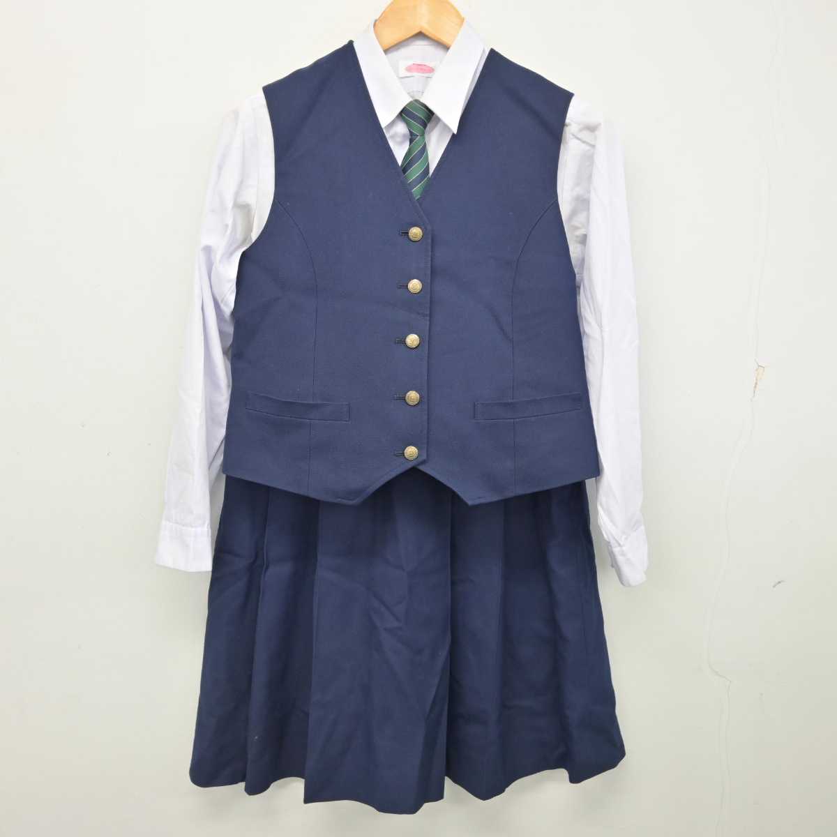 【中古】岡山県 玉野光南高等学校 女子制服 6点 (ブレザー・ベスト・シャツ・スカート) sf077340