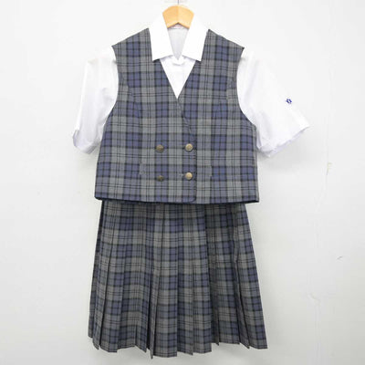 【中古】岩手県 花巻南高等学校 女子制服 3点 (ベスト・シャツ・スカート) sf077349