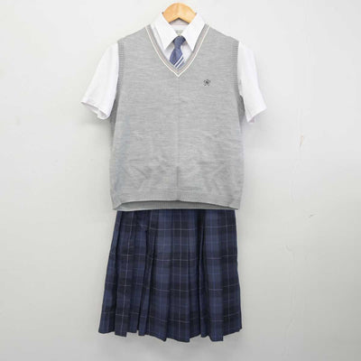 【中古】福岡県 近畿大学附属福岡高等学校 女子制服 5点 (ニットベスト・シャツ・スカート) sf077380