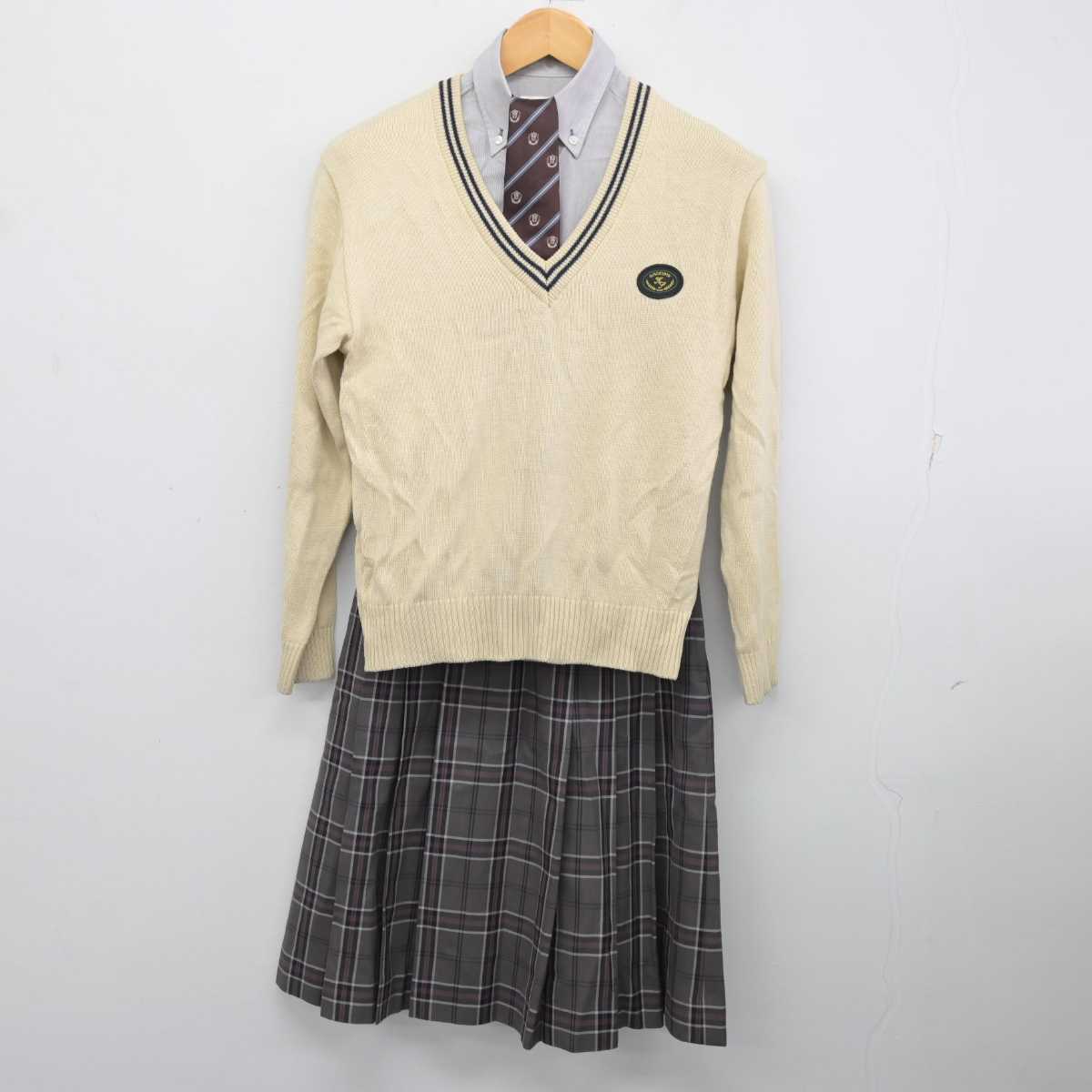 【中古】神奈川県 光明学園相模原高等学校 女子制服 6点 (ブレザー・ニット・シャツ・スカート) sf077385