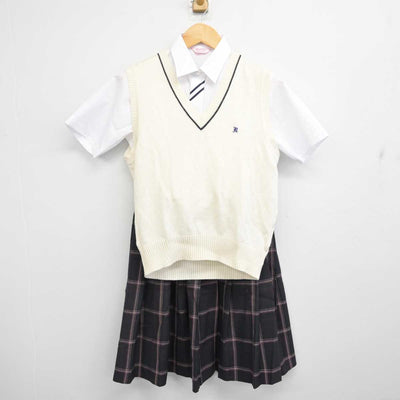 【中古】埼玉県 盈進学園 東野高等学校 女子制服 3点 (ニットベスト・シャツ・スカート) sf077400