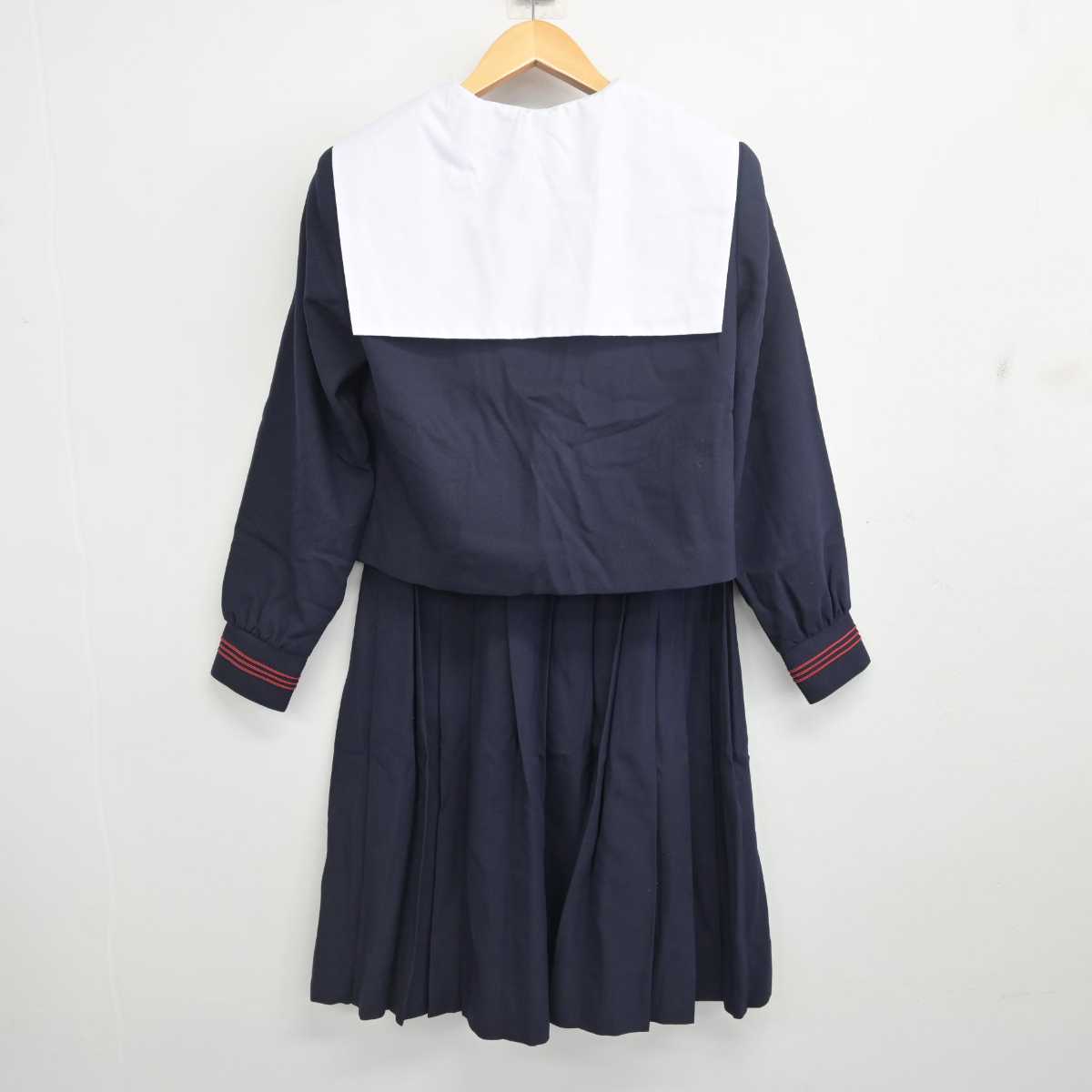 【中古】大阪府 プール学院中学校・高等学校 女子制服 5点 (セーラー服・スカート) sf077406