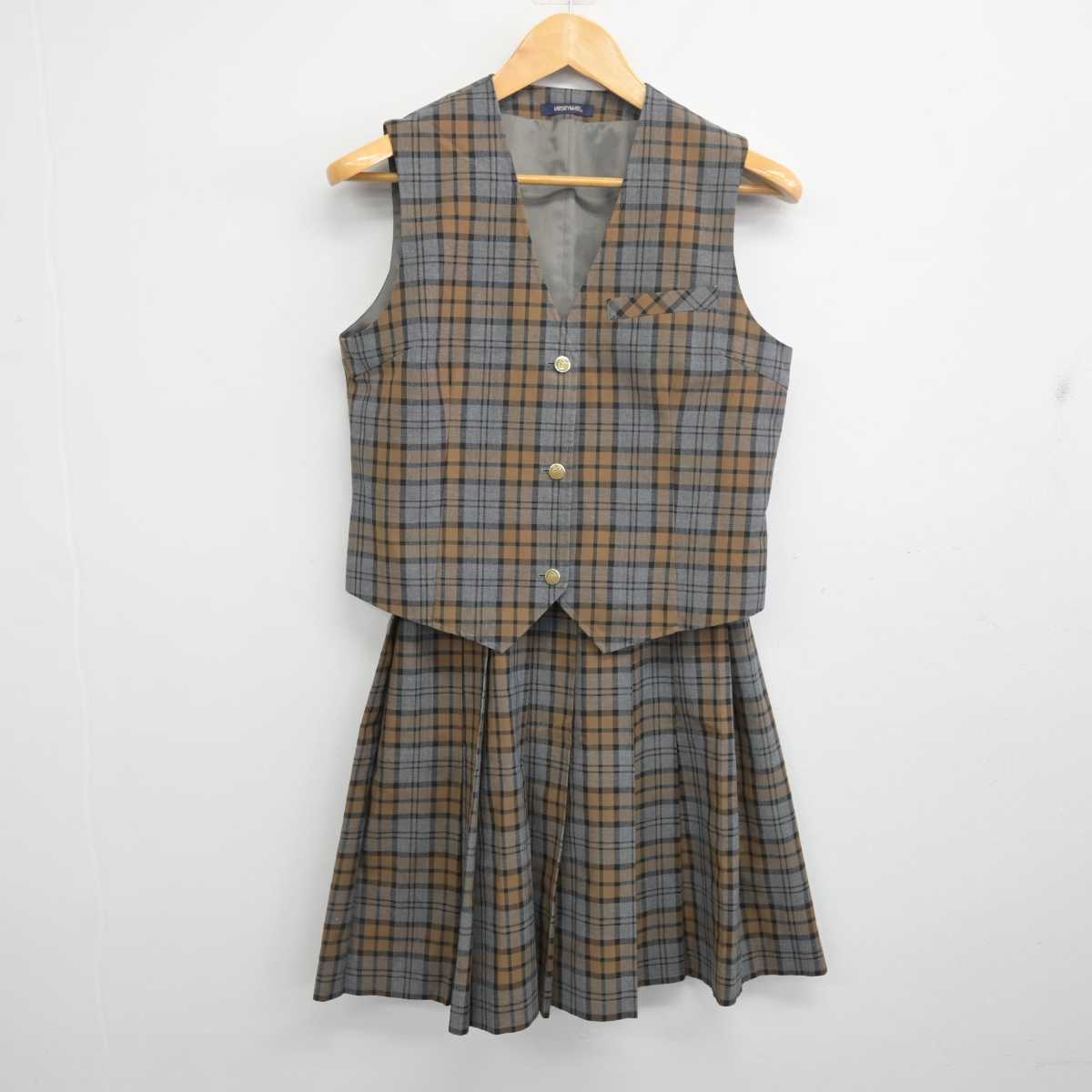 【中古】埼玉県 所沢中学校 女子制服 3点 (ベスト・スカート・スカート) sf077419