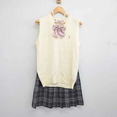 【中古】千葉県 印旛明誠高等学校 女子制服 3点 (ニットベスト・スカート) sf077420