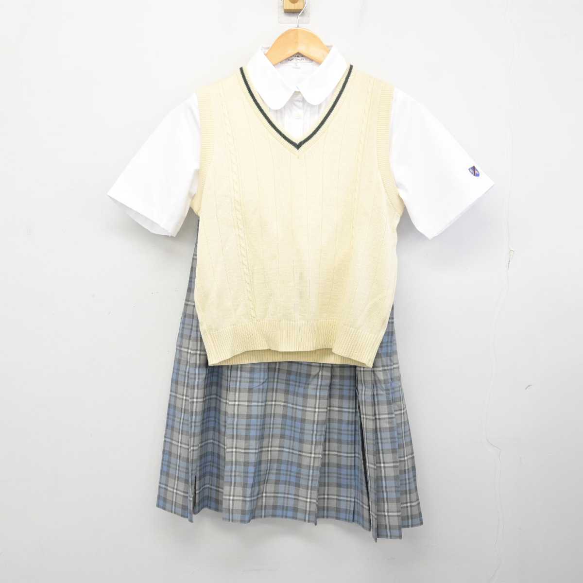 【中古】東京都 國學院高等学校 女子制服 3点 (ニットベスト・シャツ・スカート) sf077460