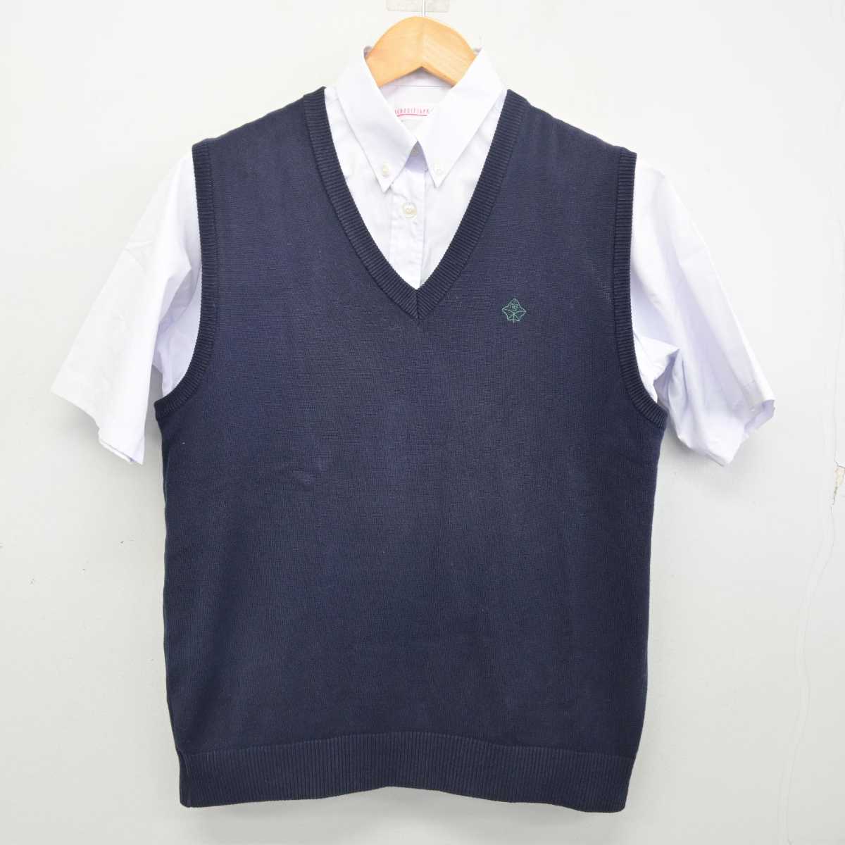 【中古】大阪府 箕面自由学園高等学校 女子制服 2点 (ニットベスト・シャツ) sf077571