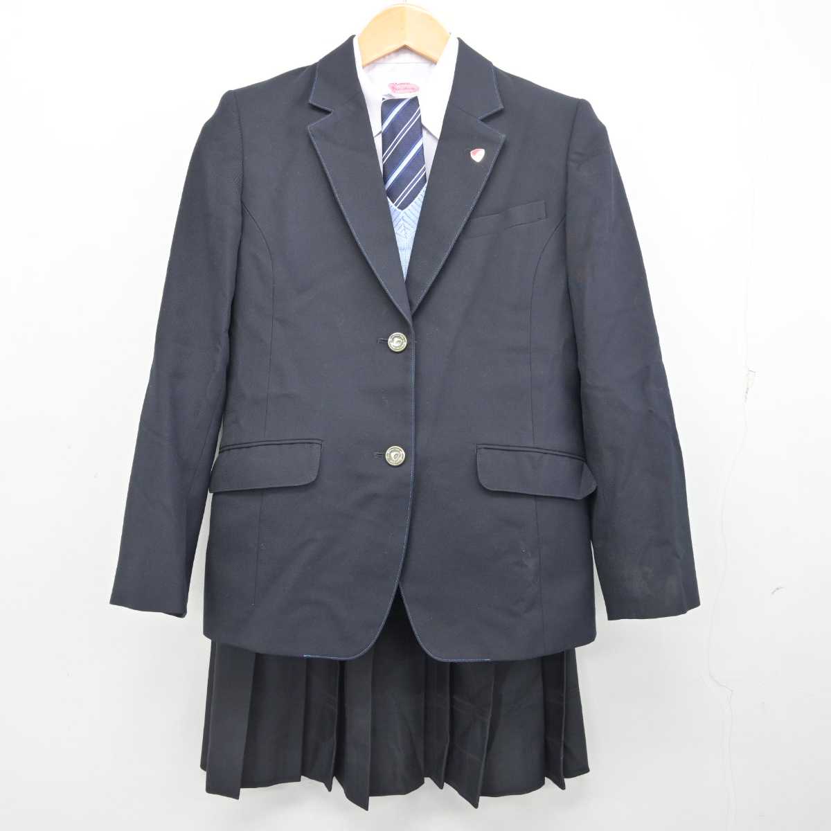 【中古】神奈川県 相模田名高等学校 女子制服 6点 (ブレザー・ニット・シャツ・スカート) sf077575