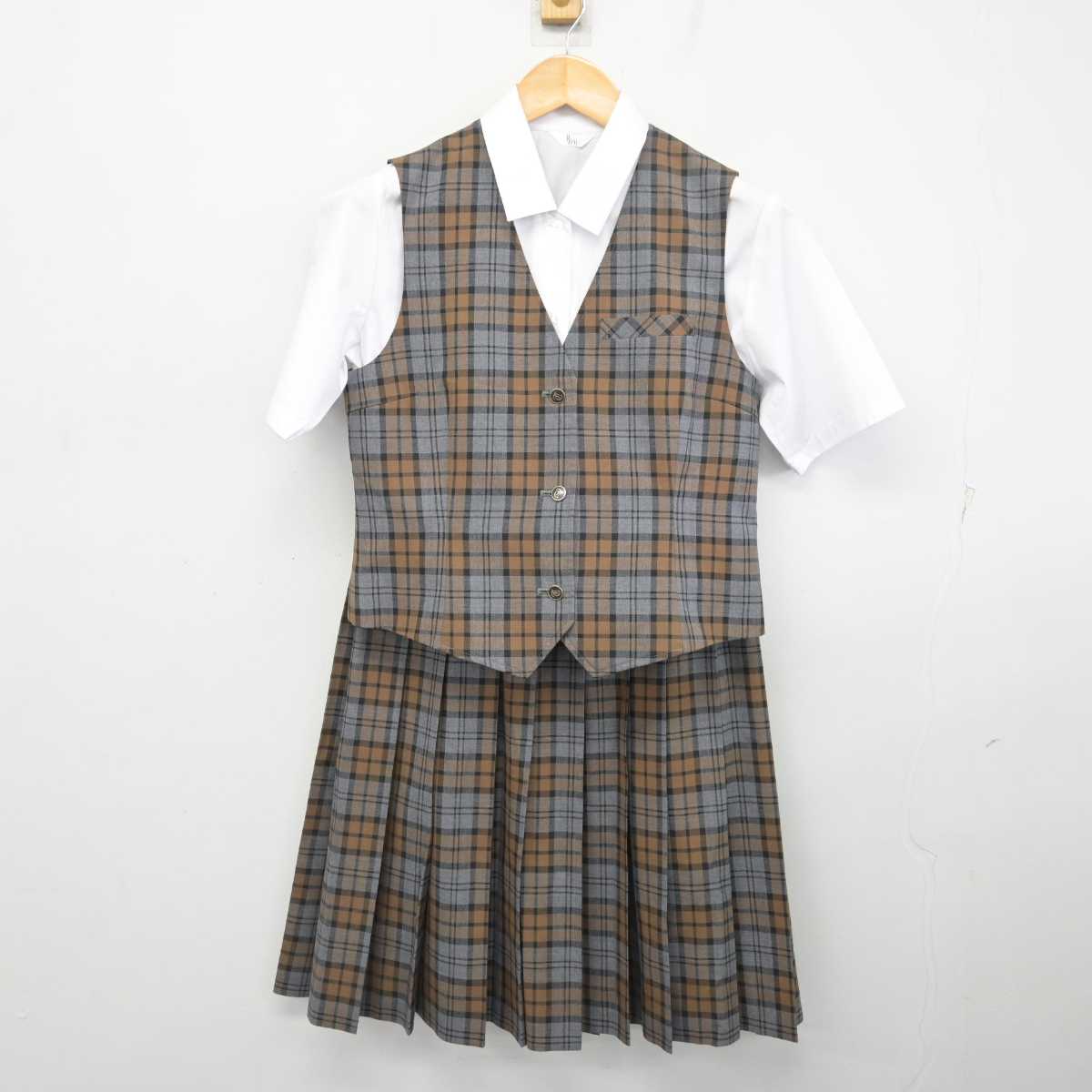 【中古】埼玉県 所沢市立所沢中学校 女子制服 3点 (ベスト・シャツ・スカート) sf077621