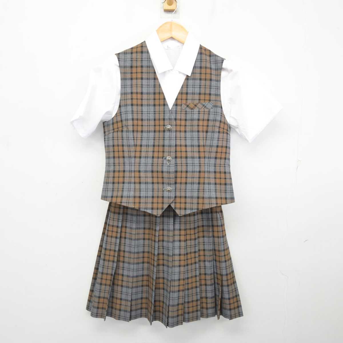 【中古】埼玉県 所沢市立所沢中学校 女子制服 3点 (ベスト・シャツ・スカート) sf077622