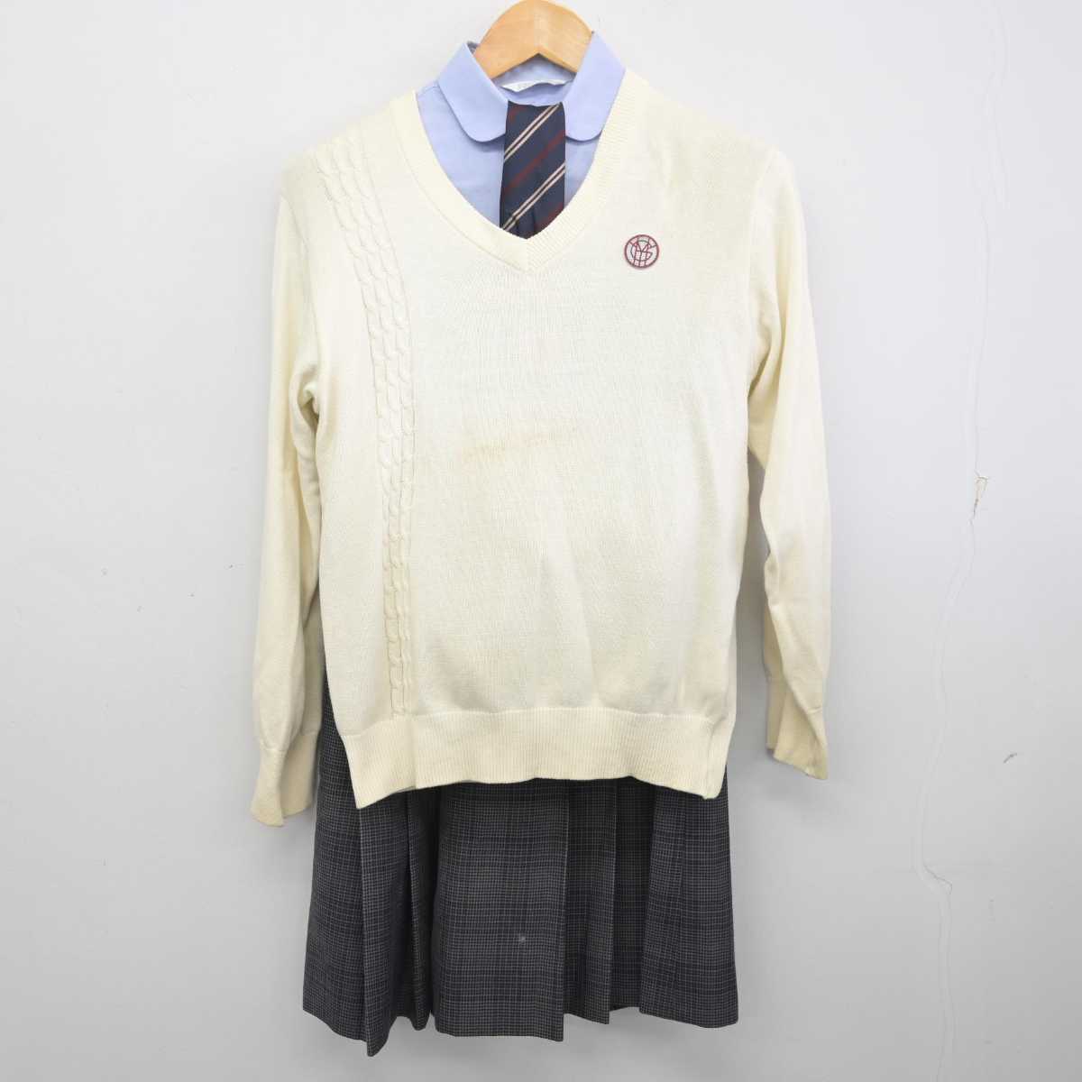 【中古】東京都 朋優学院高等学校 女子制服 5点 (ブレザー・ニット・シャツ・スカート) sf077657