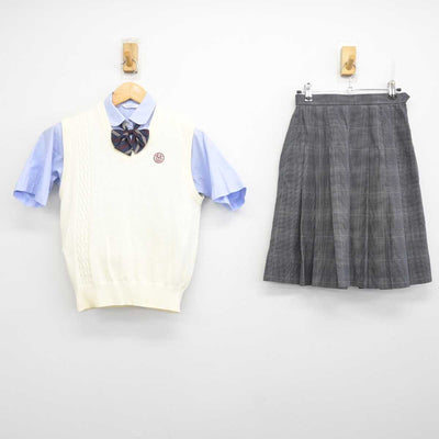 【中古】東京都 朋優学院高等学校 女子制服 4点 (ニットベスト・シャツ・スカート) sf077658