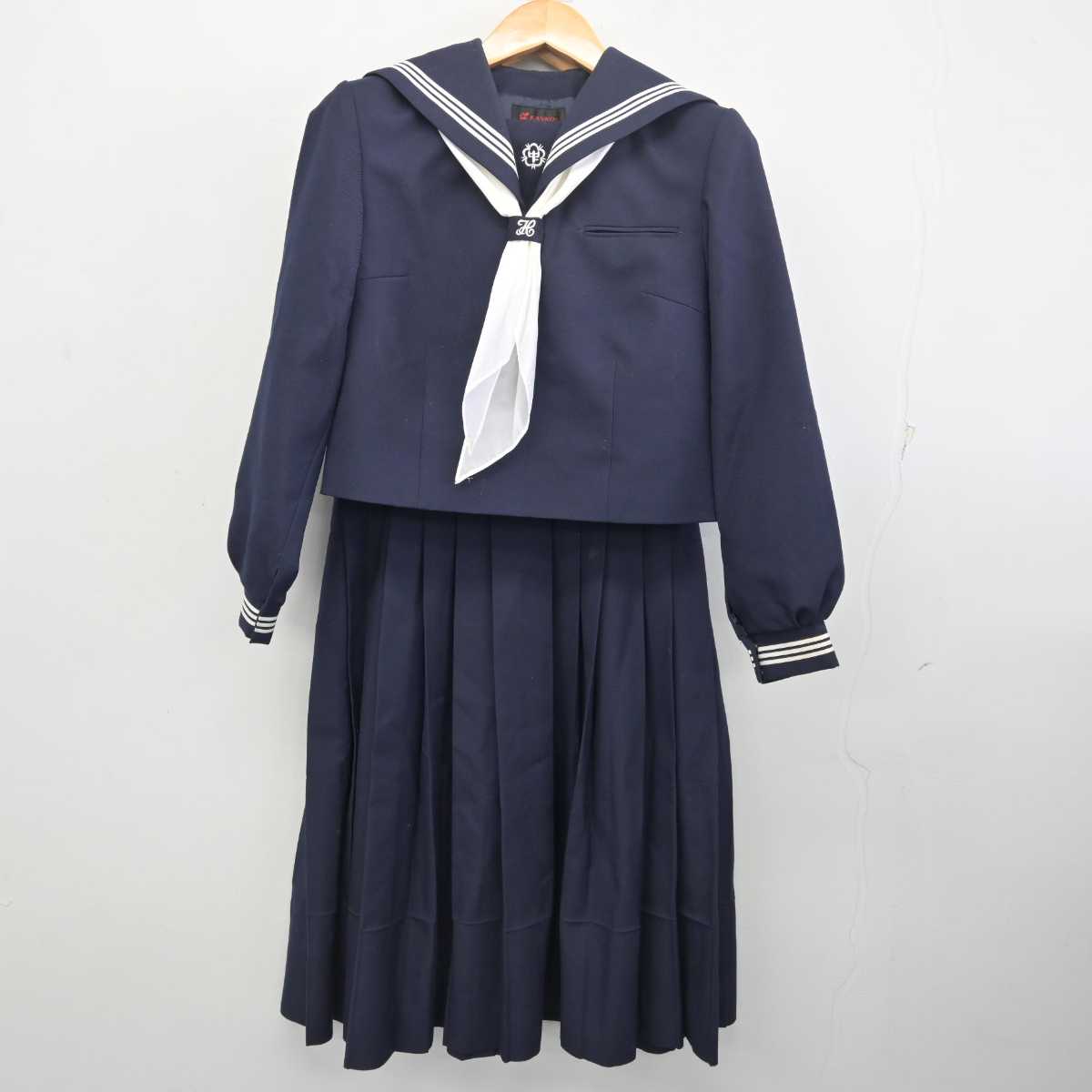 【中古】千葉県 市原市立八幡中学校 女子制服 3点 (セーラー服・ジャンパースカート) sf077661