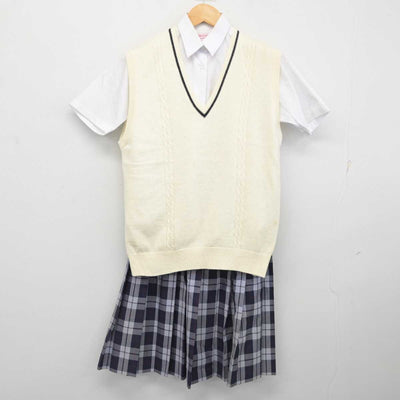 【中古】東京都 貞静学園中学校・高等学校 女子制服 4点 (ニットベスト・シャツ・スカート) sf077747