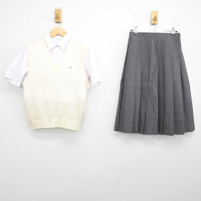 【中古】東京都 松江第四中学校 女子制服 3点 (ニットベスト・シャツ・スカート) sf077830