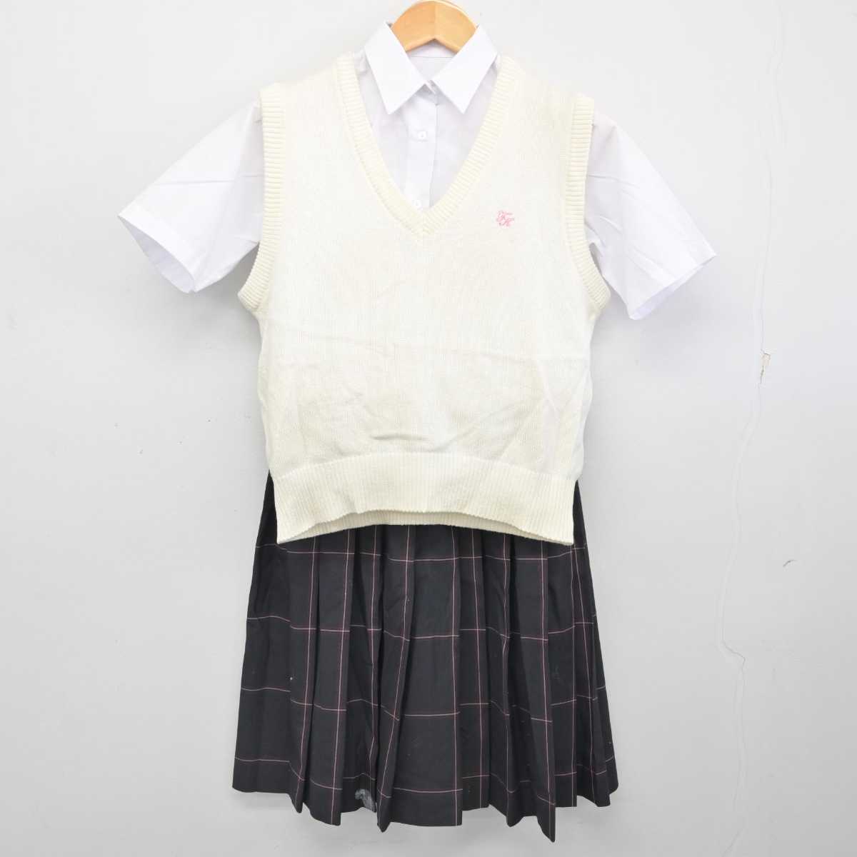 【中古】東京都 滝野川紅葉中学校 女子制服 3点 (ニットベスト・シャツ・スカート) sf077853