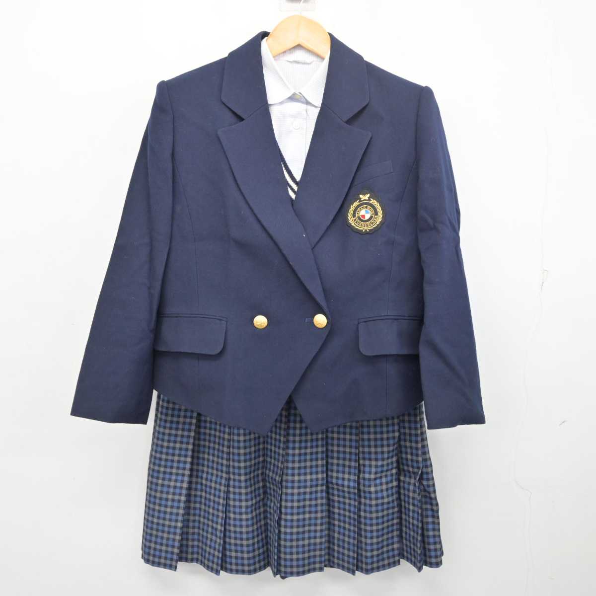 【中古】長崎県 九州文化学園高等学校 女子制服 4点 (ブレザー・ニット・シャツ・スカート) sf077858