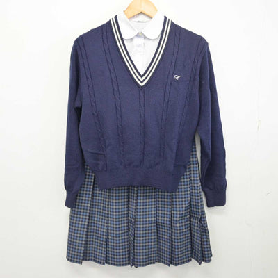 【中古】長崎県 九州文化学園高等学校 女子制服 4点 (ブレザー・ニット・シャツ・スカート) sf077858