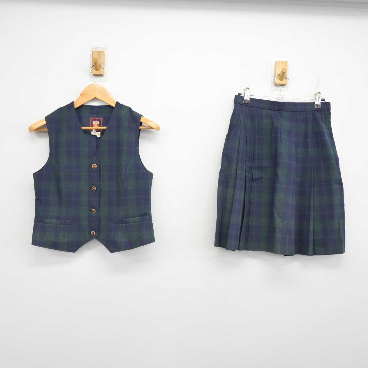 【中古】茨城県 水戸短期大学附属高等学校 女子制服 2点 (ベスト・スカート) sf077902