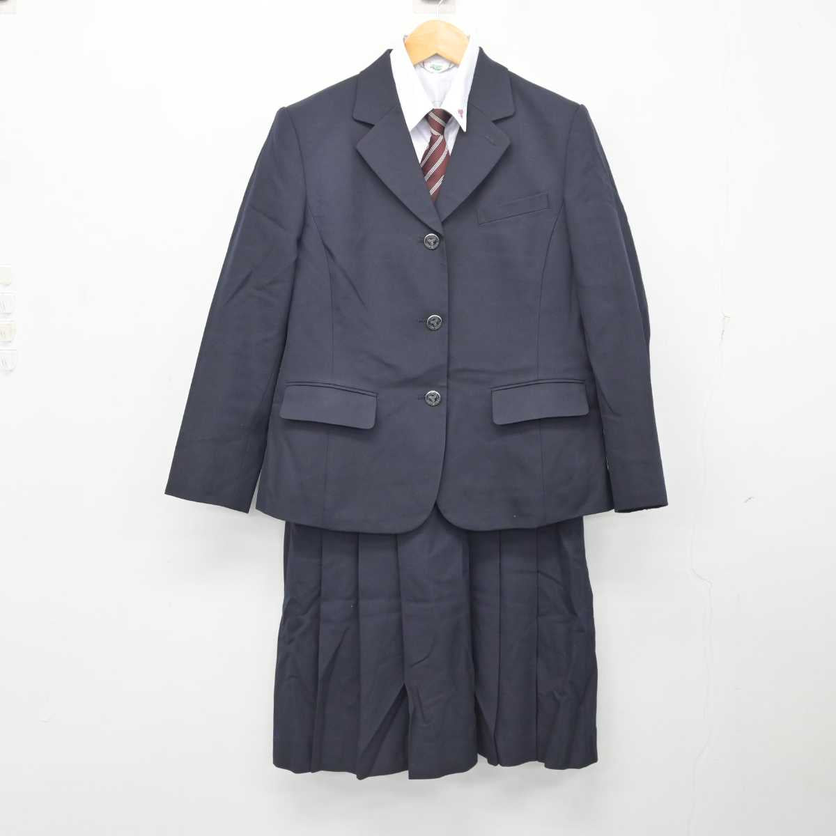 【中古】福岡県 東筑高等学校 女子制服 5点 (ブレザー・シャツ・ジャンパースカート) sf077906