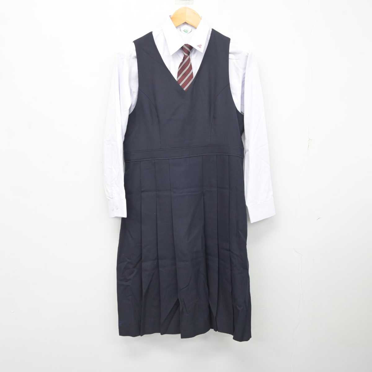 【中古】福岡県 東筑高等学校 女子制服 5点 (ブレザー・シャツ・ジャンパースカート) sf077906