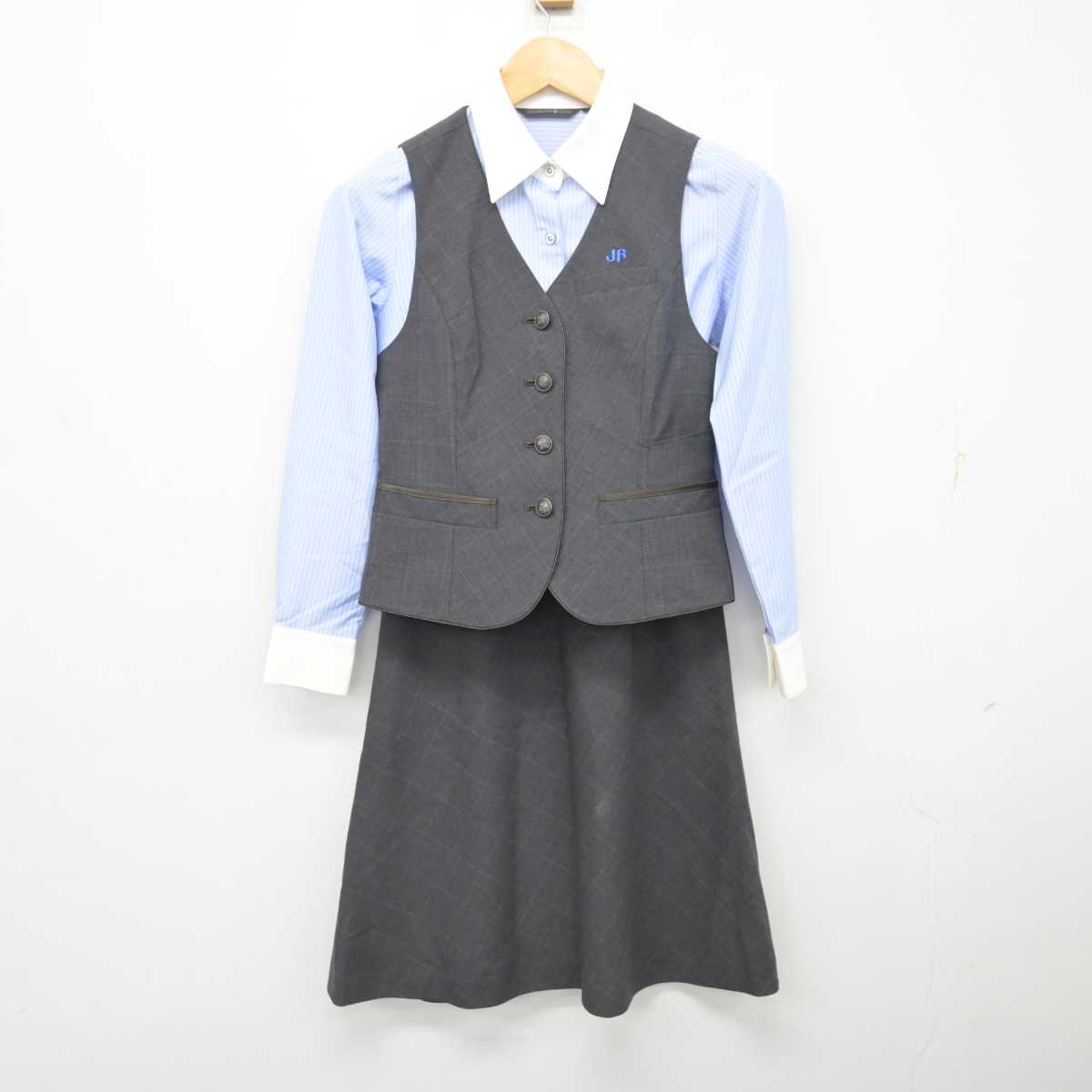 【中古】 事務服 女子制服 4点 (ジャケット・ベスト・シャツ・スカート) sf077925