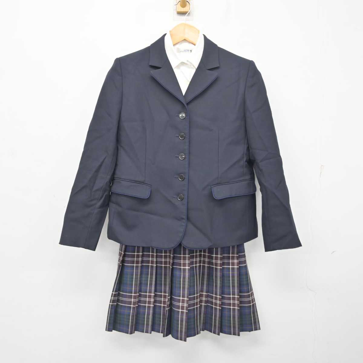 【中古】岡山県 岡山操山高等学校 女子制服 4点 (ブレザー・ベスト・シャツ・スカート) sf077930