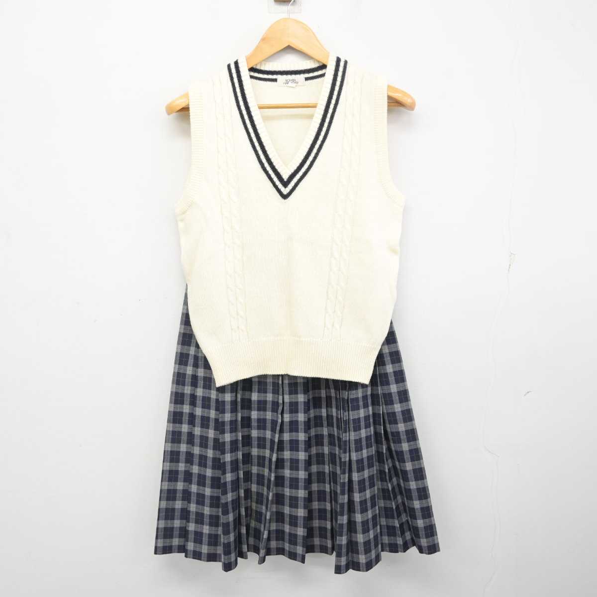 【中古】大阪府 初芝立命館中学校/旧制服 女子制服 2点 (ニットベスト・スカート) sf077996