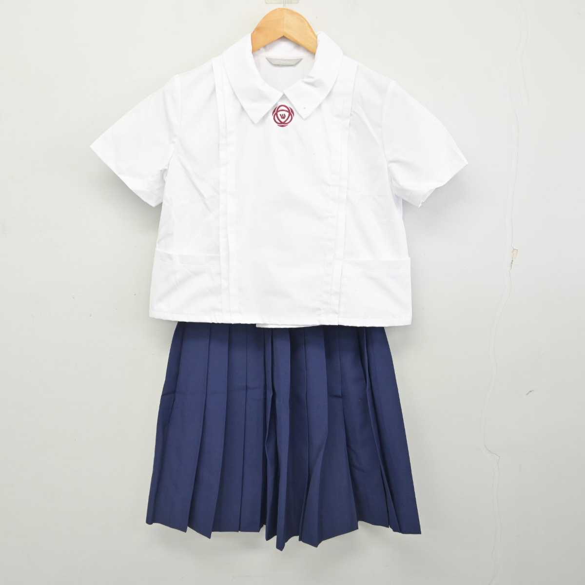 【中古】奈良県 育英西中学校 女子制服 2点 (シャツ・スカート) sf078005