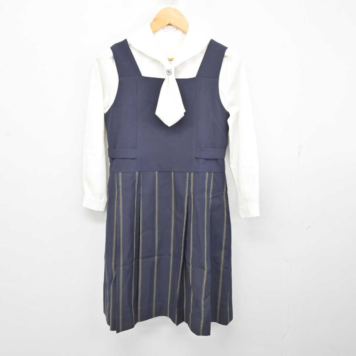 【中古】佐賀県 佐賀清和高等学校 女子制服 3点 (ブレザー・ブラウス・ジャンパースカート) sf078012