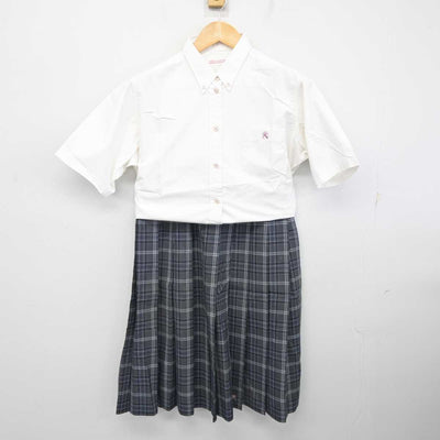 【中古】京都府 久御山高等学校 女子制服 3点 (ニットベスト・シャツ・スカート) sf078062