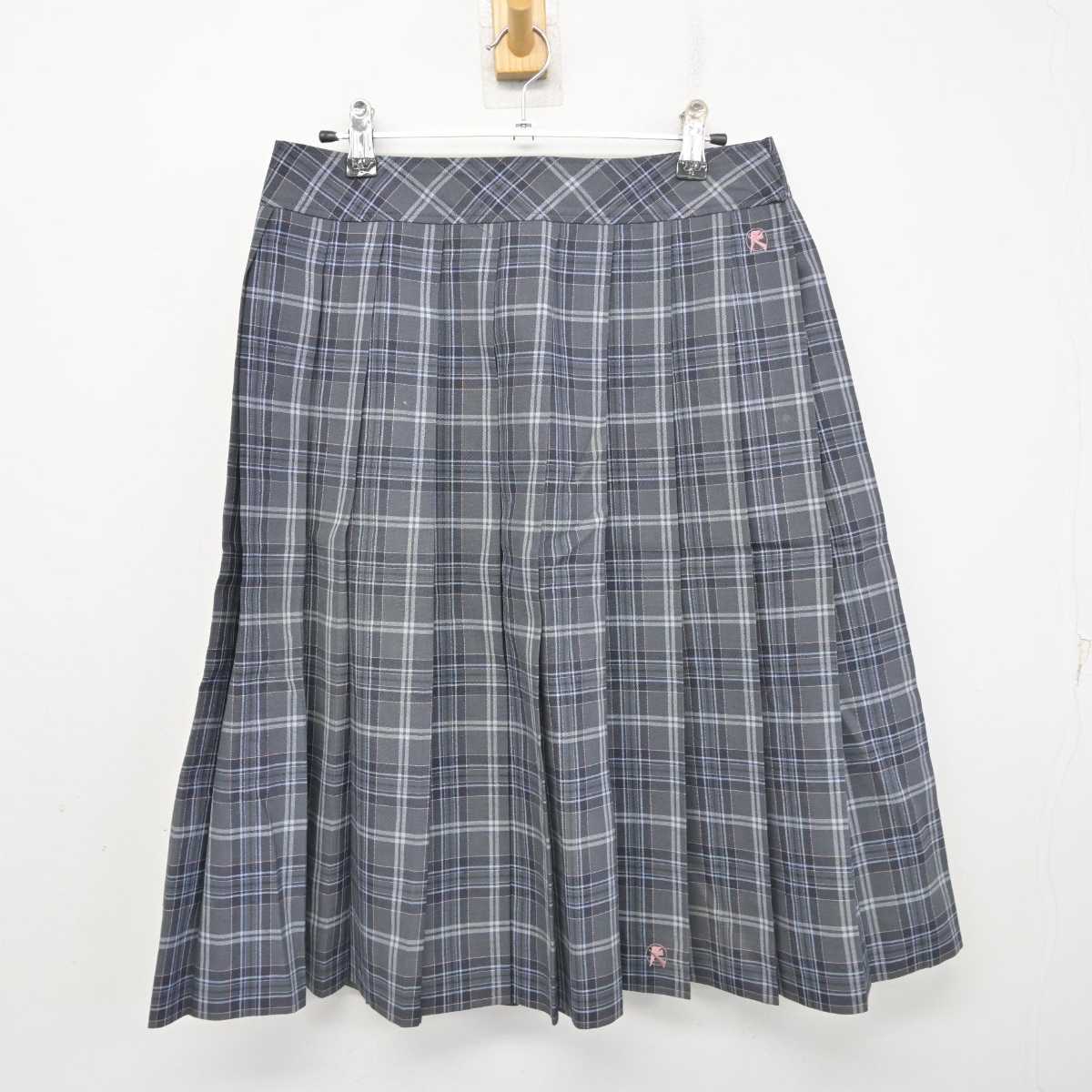 【中古】京都府 久御山高等学校 女子制服 3点 (ニットベスト・シャツ・スカート) sf078062