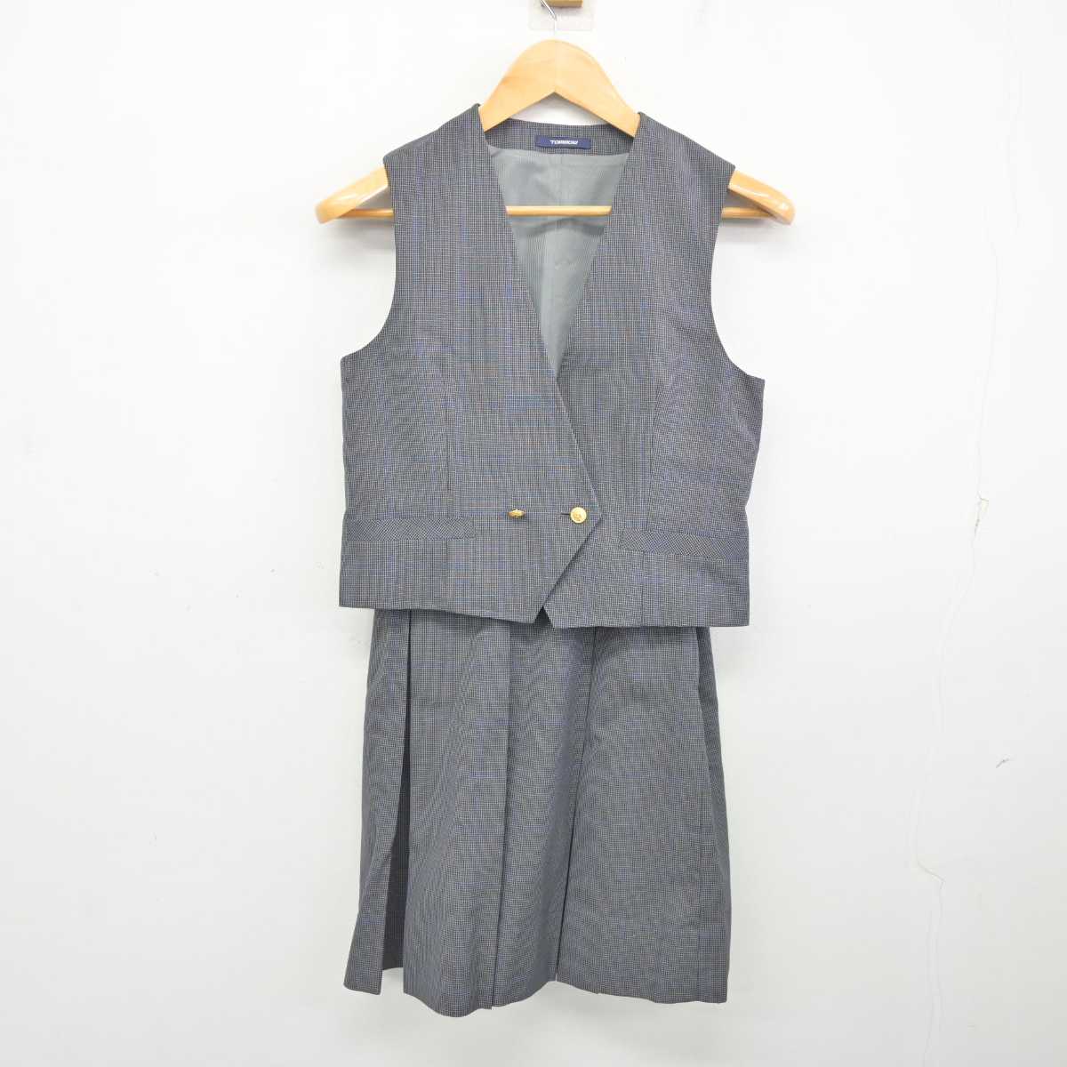 【中古】神奈川県 本牧中学校 女子制服 2点 (ベスト・スカート) sf078079