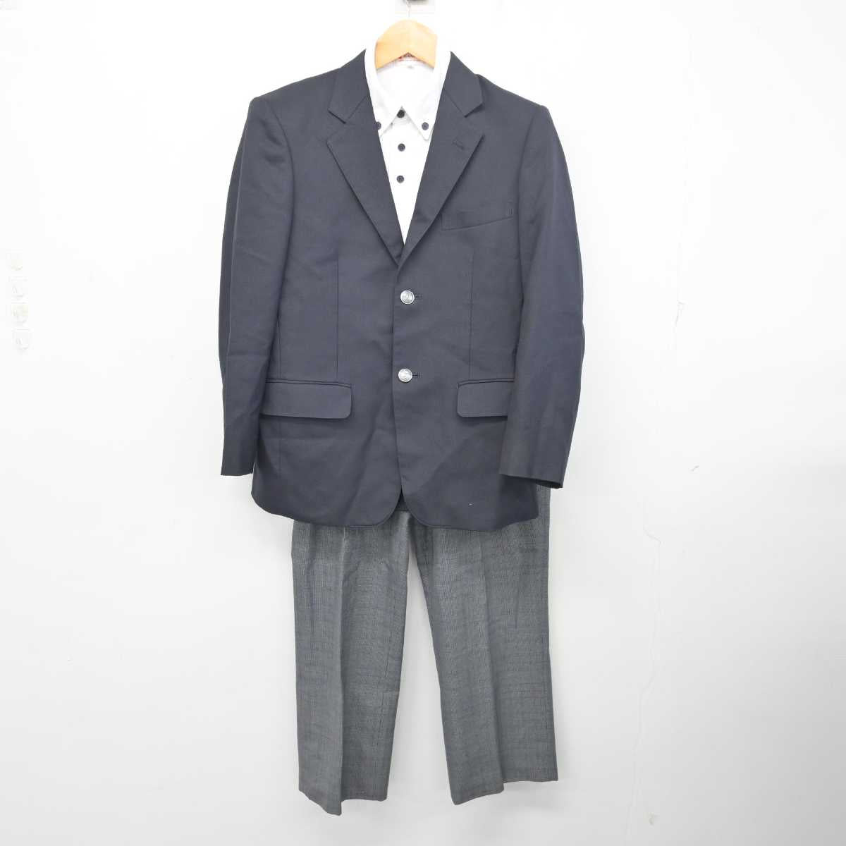 【中古】広島県 安西中学校 男子制服 3点 (ブレザー・シャツ・ズボン) sf078100