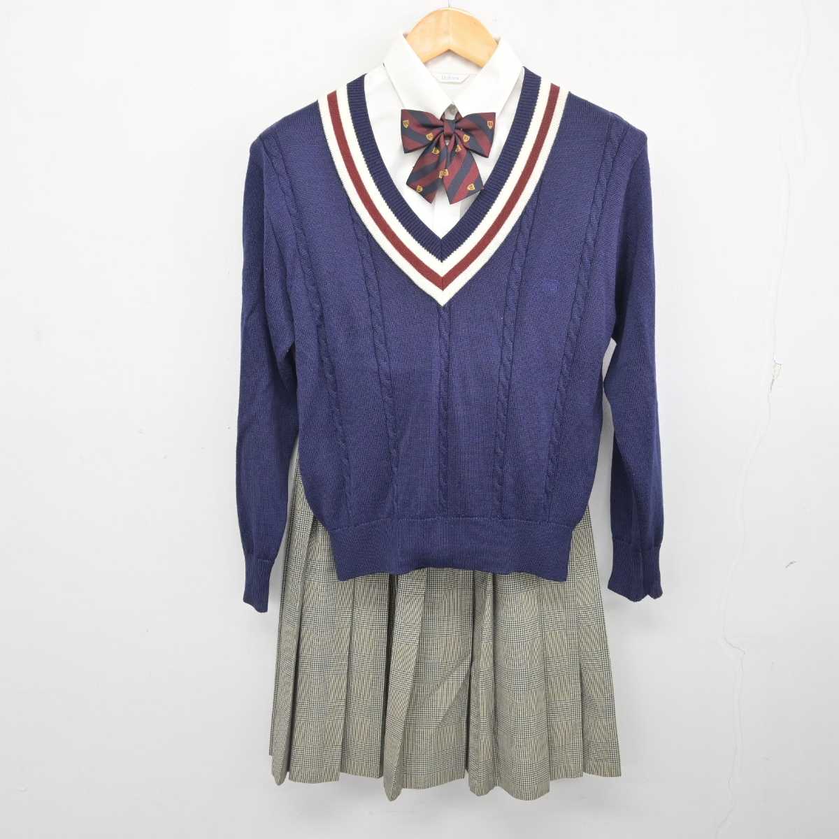 【中古】大阪府 淀商業高等学校 女子制服 5点 (ブレザー・ニット・シャツ・スカート) sf078156